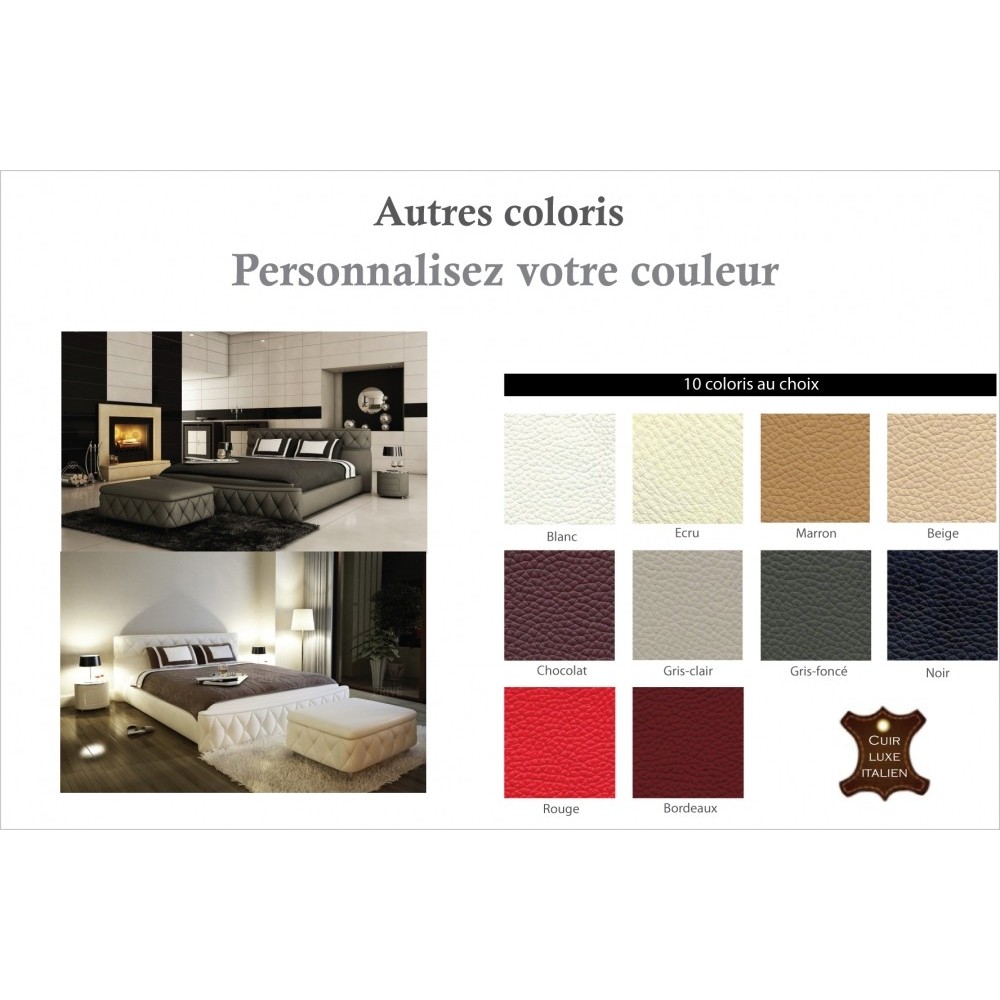 Lit en cuir italien de luxe FARNIENTE, (personnalisez votre couleur), 180x200 Lit en cuir italien de luxe FARNIENTE, (personnalisez votre couleur), 180x200