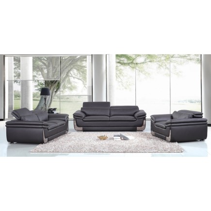 2eme paiement de la commande: Ensemble canapé 3 places et 2 places et fauteuil 1 place en cuir italien buffle italina, noir avec