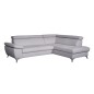 Canapé d'angle convertible en cuir italien de luxe 5 places WARREN II, avec coffre, beige, angle droit
