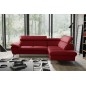 Canapé d'angle convertible en cuir italien de luxe 5 places WARREN II, avec coffre, rouge foncé, angle droit Canapé d'angle convertible en cuir italien de luxe 5 places WARREN II, avec coffre, rouge foncé, angle droit
