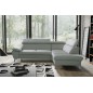 Canapé d'angle convertible en cuir italien de luxe 5 places WARREN II, avec coffre, gris clair, angle droit