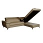 Canapé d'angle convertible en cuir italien de luxe 5 places WARREN II, avec coffre, gris clair, angle droit