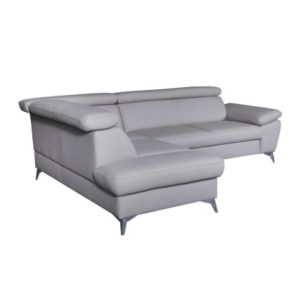 Canapé d'angle convertible en cuir italien de luxe 5/6 places WARREN II, avec coffre, noir, angle gauche
