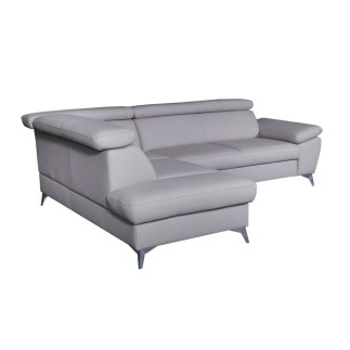 Canapé d'angle convertible en cuir italien de luxe 5/6 places WARREN II, avec coffre, rouge foncé, angle gauche
