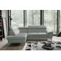 Canapé d'angle convertible en cuir italien de luxe 5/6 places WARREN II, avec coffre, gris clair, angle gauche Canapé d'angle convertible en cuir italien de luxe 5/6 places WARREN II, avec coffre, gris clair, angle gauche