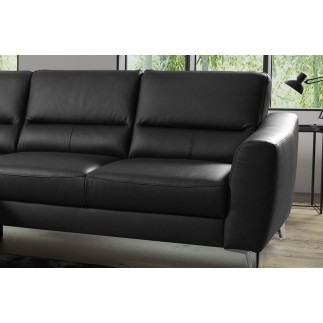 - Canapé d'angle convertible en cuir italien de luxe 5 places SANTORIN, avec coffre, noir, angle gauche