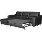 - Canapé d'angle convertible en cuir italien de luxe 5 places SANTORIN, avec coffre, noir, angle gauche - Canapé d'angle convertible en cuir italien de luxe 5 places SANTORIN, avec coffre, noir, angle gauche
