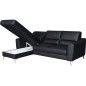 - Canapé d'angle convertible en cuir italien de luxe 5 places SANTORIN, avec coffre, noir, angle gauche - Canapé d'angle convertible en cuir italien de luxe 5 places SANTORIN, avec coffre, noir, angle gauche