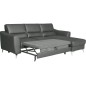 Canapé d'angle convertible en cuir italien de luxe 5 places SANTORIN, avec coffre, gris foncé, angle droit Canapé d'angle convertible en cuir italien de luxe 5 places SANTORIN, avec coffre, gris foncé, angle droit