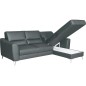 Canapé d'angle convertible en cuir italien de luxe 5 places SANTORIN, avec coffre, gris foncé, angle droit Canapé d'angle convertible en cuir italien de luxe 5 places SANTORIN, avec coffre, gris foncé, angle droit