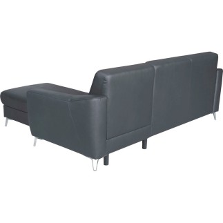 Canapé d'angle convertible en cuir italien de luxe 5 places SANTORIN, avec coffre, gris foncé, angle droit