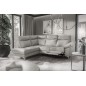 - Canapé d'angle en cuir italien de luxe 5 places LUZERNE, avec relax électrique et coffre, gris clair, angle gauche - Canapé d'angle en cuir italien de luxe 5 places LUZERNE, avec relax électrique et coffre, gris clair, angle gauche