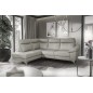 - Canapé d'angle en cuir italien de luxe 5 places LUZERNE, avec relax électrique et coffre, gris clair, angle gauche - Canapé d'angle en cuir italien de luxe 5 places LUZERNE, avec relax électrique et coffre, gris clair, angle gauche