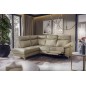 Canapé d'angle en cuir italien de luxe 5 places LUZERNE, avec relax électrique et coffre, beige, angle gauche Canapé d'angle en cuir italien de luxe 5 places LUZERNE, avec relax électrique et coffre, beige, angle gauche