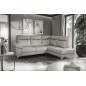 Canapé d'angle en cuir italien de luxe 5 places LUZERNE, avec relax électrique et coffre, gris clair, angle droit Canapé d'angle en cuir italien de luxe 5 places LUZERNE, avec relax électrique et coffre, gris clair, angle droit