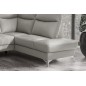Canapé d'angle en cuir italien de luxe 5 places LUZERNE, avec relax électrique et coffre, gris clair, angle droit Canapé d'angle en cuir italien de luxe 5 places LUZERNE, avec relax électrique et coffre, gris clair, angle droit