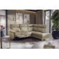 Canapé d'angle en cuir italien de luxe 5 places LUZERNE, avec relax électrique et coffre, beige, angle droit Canapé d'angle en cuir italien de luxe 5 places LUZERNE, avec relax électrique et coffre, beige, angle droit