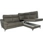 Canapé d'angle en cuir italien de luxe 5 places LUZERNE, avec relax électrique et coffre, gris foncé, angle droit Canapé d'angle en cuir italien de luxe 5 places LUZERNE, avec relax électrique et coffre, gris foncé, angle droit