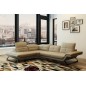 Canapé d'angle en cuir luxe italien 5 places MODERNI, beige, angle gauche