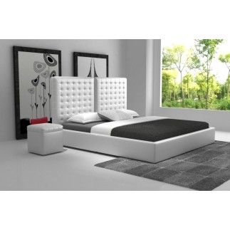 Lit en cuir italien de luxe DUO, blanc