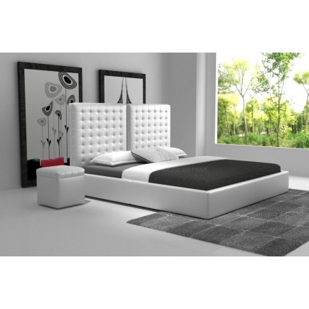 Lit en cuir italien de luxe DUO, blanc