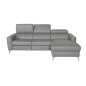 Canapé d'angle en cuir italien de luxe 5 places BOTERO, avec relax électrique, gris clair, angle droit Canapé d'angle en cuir italien de luxe 5 places BOTERO, avec relax électrique, gris clair, angle droit