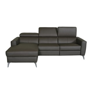 - Canapé d'angle en cuir italien de luxe 5 places BOTERO, avec relax électrique, chocolat, angle gauche