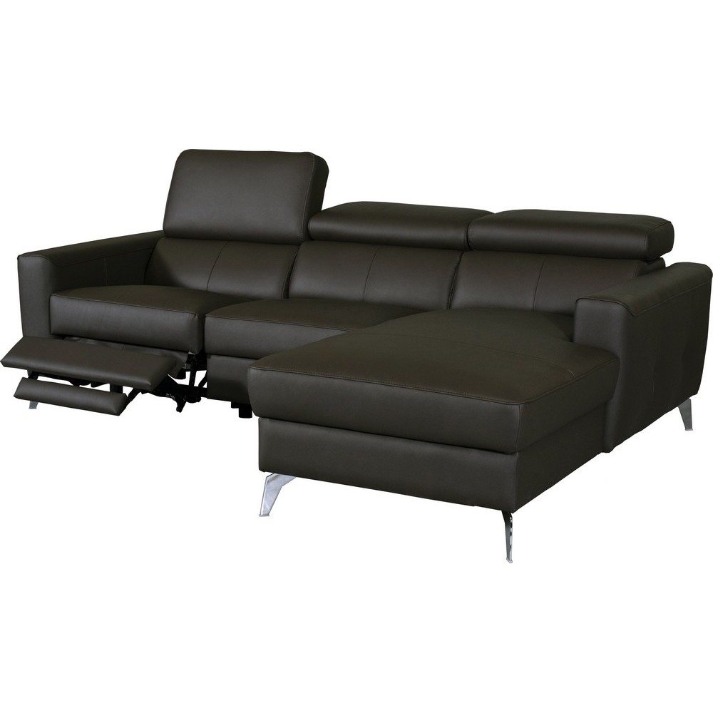 Canapé d'angle en cuir italien de luxe 5 places BOTERO, avec relax électrique, chocolat, angle droit Canapé d'angle en cuir italien de luxe 5 places BOTERO, avec relax électrique, chocolat, angle droit