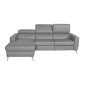 Canapé d'angle en cuir italien de luxe 5 places BOTERO, avec relax électrique, gris clair, angle gauche Canapé d'angle en cuir italien de luxe 5 places BOTERO, avec relax électrique, gris clair, angle gauche