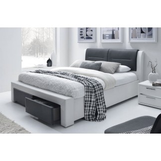 Lit double design de luxe CASINA, avec sommier à lattes, noir et blanc, 140x200