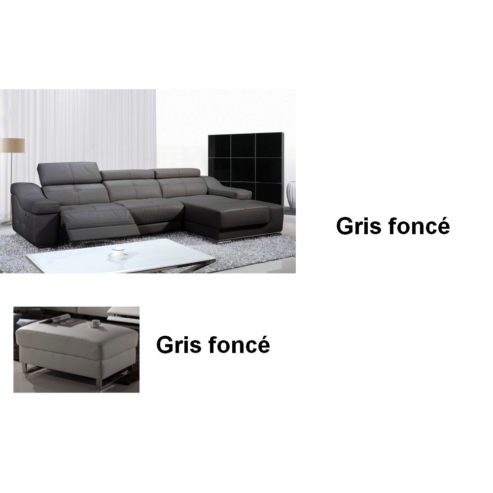 2eme paiement de la commande: Canapé d'angle double relax en cuir de buffle italien de luxe 5 places birelax, gris foncé, angle 2eme paiement de la commande: Canapé d'angle double relax en cuir de buffle italien de luxe 5 places birelax, gris foncé, angle