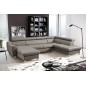1ER ACOMPTE de la commande: Canapé d'angle convertible en cuir italien de luxe 7/8 places aston, gris clair, angle droit , 3x sa