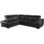 - Canapé d'angle convertible en cuir italien de luxe 5/6 places TONY, avec coffre, noir, angle gauche - Canapé d'angle convertible en cuir italien de luxe 5/6 places TONY, avec coffre, noir, angle gauche