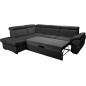 - Canapé d'angle convertible en cuir italien de luxe 5/6 places TONY, avec coffre, noir, angle gauche - Canapé d'angle convertible en cuir italien de luxe 5/6 places TONY, avec coffre, noir, angle gauche