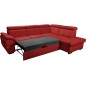 Canapé d'angle convertible en cuir italien de luxe 5/6 places TONY, avec coffre, rouge foncé, angle droit