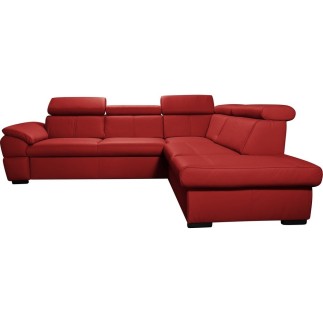 Canapé d'angle convertible en cuir italien de luxe 5/6 places TONY, avec coffre, rouge foncé, angle droit