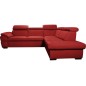 Canapé d'angle convertible en cuir italien de luxe 5/6 places TONY, avec coffre, rouge foncé, angle droit
