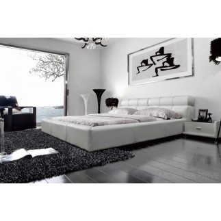 Lit en cuir italien de luxe REVA, blanc