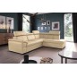 Canapé d'angle convertible en cuir italien de luxe 5/6 places TONY, avec coffre, beige, angle droit