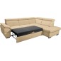 Canapé d'angle convertible en cuir italien de luxe 5/6 places TONY, avec coffre, beige, angle droit