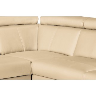 Canapé d'angle convertible en cuir italien de luxe 5/6 places TONY, avec coffre, beige, angle droit