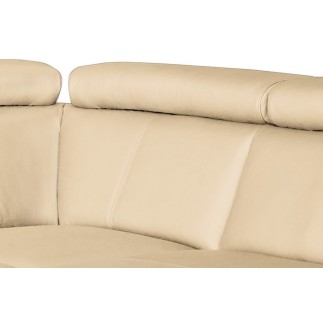 Canapé d'angle convertible en cuir italien de luxe 5/6 places TONY, avec coffre, beige, angle droit