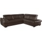 Canapé d'angle convertible en cuir italien de luxe 5/6 places TONY, avec coffre, chocolat, angle droit