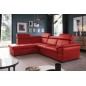 Canapé d'angle convertible en cuir italien de luxe 5/6 places TONY, avec coffre, rouge, angle gauche, Rouge foncé Canapé d'angle convertible en cuir italien de luxe 5/6 places TONY, avec coffre, rouge, angle gauche, Rouge foncé