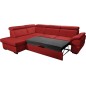 Canapé d'angle convertible en cuir italien de luxe 5/6 places TONY, avec coffre, rouge, angle gauche, Rouge foncé Canapé d'angle convertible en cuir italien de luxe 5/6 places TONY, avec coffre, rouge, angle gauche, Rouge foncé
