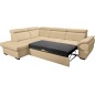 Canapé d'angle convertible en cuir italien de luxe 5/6 places TONY, avec coffre, beige, angle gauche Canapé d'angle convertible en cuir italien de luxe 5/6 places TONY, avec coffre, beige, angle gauche