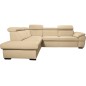 Canapé d'angle convertible en cuir italien de luxe 5/6 places TONY, avec coffre, beige, angle gauche Canapé d'angle convertible en cuir italien de luxe 5/6 places TONY, avec coffre, beige, angle gauche