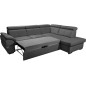 Canapé d'angle convertible en cuir italien de luxe 5/6 places TONY, avec coffre, gris foncé, angle droit