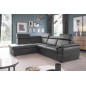 - Canapé d'angle convertible en cuir italien de luxe 5/6 places TONY, avec coffre, gris foncé, angle gauche - Canapé d'angle convertible en cuir italien de luxe 5/6 places TONY, avec coffre, gris foncé, angle gauche