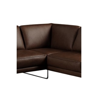 Canapé d'angle en 100% TOUT cuir italien de prestige 6/7 places SPENCER, chocolat, angle droit
